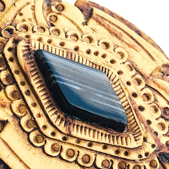 Birch Bark, Black Sardonyx, and Leather Necklace - Picture 4 of 9